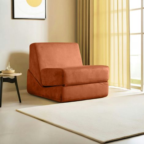 Chauffeuse convertible cuivre velours, lit d'appoint SAPPO (1/5)