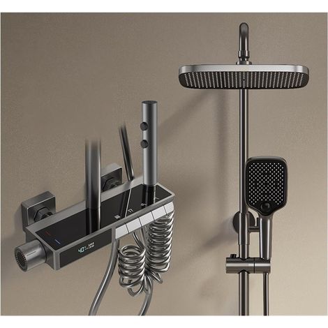 Ensemble de douche mitigeur thermostatique intelli LED ensemble de douche numérique salle de bains mitigeur froid chaud système de douche montage mural SPA pluie robinet de bain moderne luxe Piano Tor (1/5)