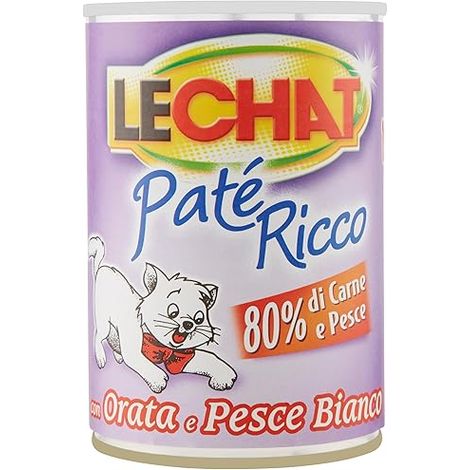 PATE' PER GATTI 'LECHAT RICCO' orata e pesce bianco - gr 400- 24 pezzi - MONGE