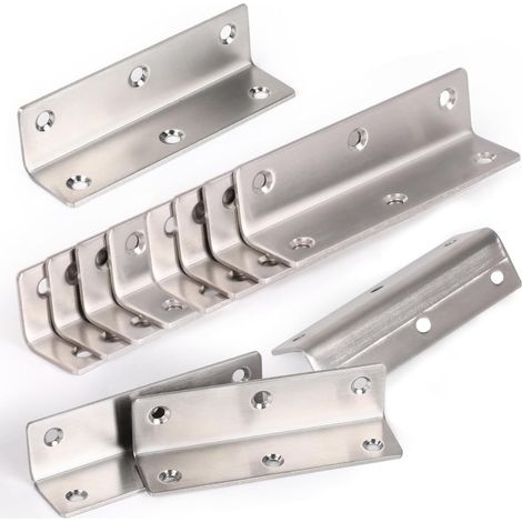 Lot de 12 Equerre Metal perforées 27 x 27 x 100 mm Équerre de Fixation Equerre Inox pour la Réparation de Meubles support pour Meubles, Tables, Chaises, Bibliothèques (1/5)