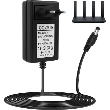 Alimentation 24V 2A DC, Adaptateur d'alimentation Convertisseur AC 100V-240V à DC 24V 2A, Connecteur Jack 5.5 X 2.5mm DC, Adaptateur Secteur Universel pour LED, Ordinateurs (1/5)