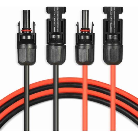 Câble d'extension solaire 6mm²/10AWG, Câble solaire 6m/20FT avec connecteur femelle et mâle Kit de câble pour panneau solaire Câble photovoltaïque pour panneaux solaires Systèmes photovoltaïqu-VSIAISV
