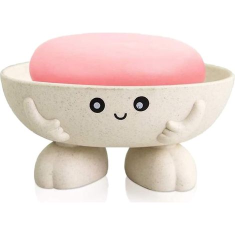Porte-savon mignon porte-savon pour enfants créatif beau bar plateau de savon comptoir pour douche salle de bain cuisine plan de travail (beige)-Fei Yu (1/5)
