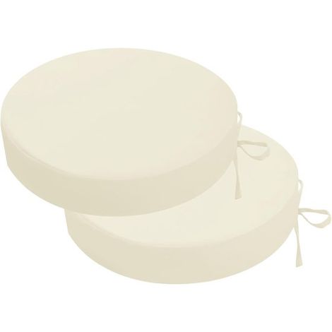 Coussins ronds pour chaise, coussins d'assise d'extérieur, confortables pour terrasse et jardin, imperméables avec sangles, 35 x 35 cm, lot de 2, beige (1/5)