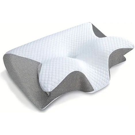 Oreiller cervical viscoélastique, oreiller orthopédique ergonomique 2 en 1 pour soulager les douleurs cervicales, oreiller de soutien profilé, 1 pièce, gris clair (prix réduit)-AquaForge (1/5)