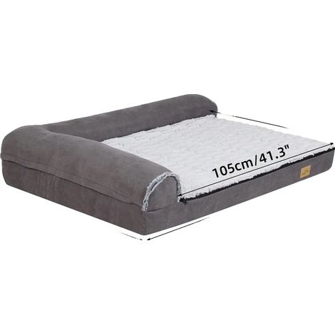 Lit pour chien, housse en peluche douce, housse amovible et lavable, XL 120x90x25cm (1/2)