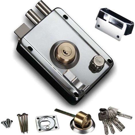 Serrure de Porte Extérieure de sécurité Anti-vol Gauche Serrure de Porte Ouverte avec 5 Clés pour Dortoir à la Maison (1/4)