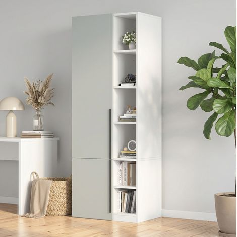 MODFU – Armadio contenitore 70x50x200 cm in MDF/truciolato con appendiabiti, 10 scomparti e carico 30 kg – Grigio (1/5)