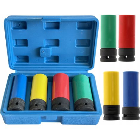 Douilles à choc pour jantes alliage 17/19/21/22 mm longues 80 mm 4 pièces (1/5)