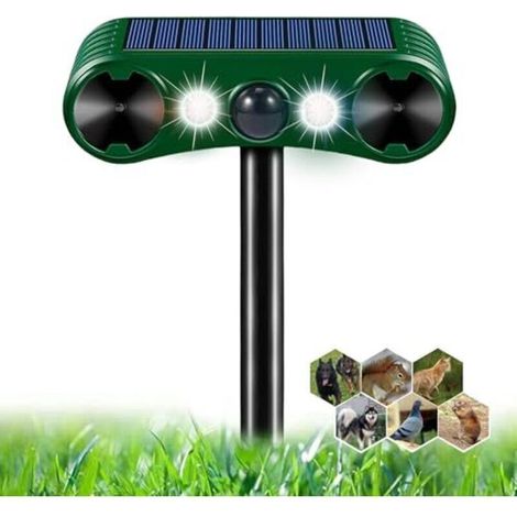 Ultraschall-Katzenabwehrgerät, Solar-Katzenabwehrgerät mit 2 Modi, wasserdichtes Outdoor-Katzenabwehrgerät mit LED-Licht und Bewegungsmelder, Haustierabwehrgerät für Katzen, Hunde, Mäuse und Waschbäre (1/4)