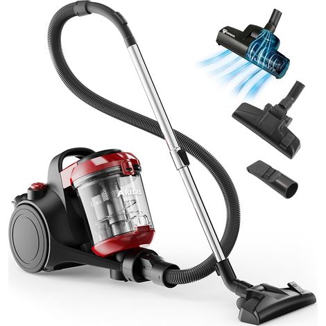 Aspirateur sans sac sans sac pour poils de chat et de chien, cylindre d'aspirateur avec Deutschem Wessel Werk, large brosse turbo à tête tournante de 28 cm (1/5)