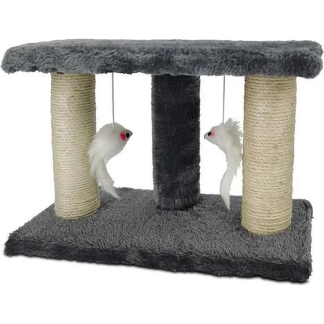 Arbre pour chat griffoir - JUANIO - 35x15x22 cm - Gris - Poteau à griffer en sisal - Plusieurs plateformes (1/3)