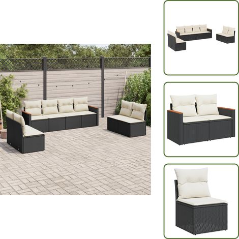 Muebles de exterior - vidaXL Set de sofás de jardín 8 piezas y cojines ratán sintético negro - Sofás de terraza