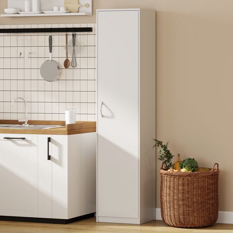 Armoire de cuisine de rangement à 5 niveaux étagères réglables pour salon garde-manger, blanc, bois (1/5)
