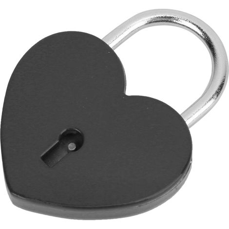 Herzförmiges, farbenfrohes Metall-Vorhängeschloss mit Schlüssel, 45 x 59 mm, Schwarz, ideal für Haushalts- und Bastelbedarf (1/5)