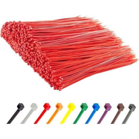 Kabelbinder 1000 Stück Rot UV Zugfestigkeit 22kg 200 mm x 4,8 mm Rot (1/5)