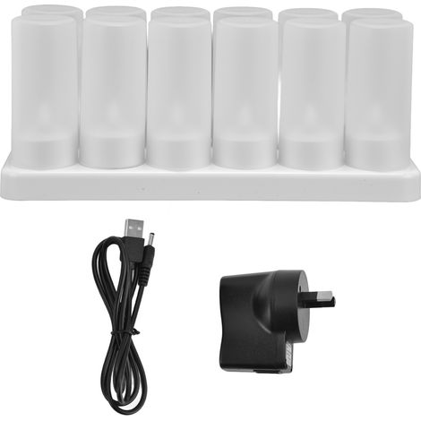 100‑240V Bougie LED Rechargeable Sans Flamme, Veilleuse Amovible, Lot de Lampes Sans Fil avec Prise AU (1/5)