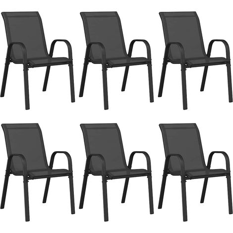 Maison Exclusive - Stapelbare Gartenstühle 6 Stk. Schwarz Textile (1/5)