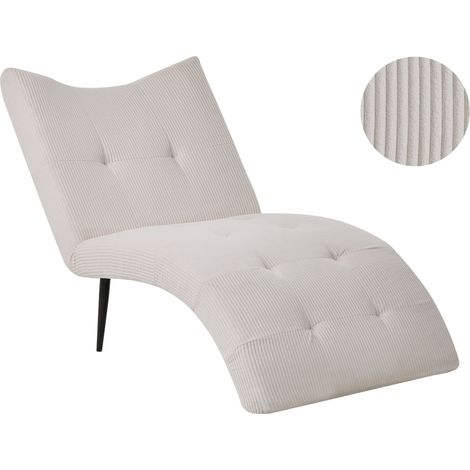Chaise longue con rivestimento in velluto a coste tortora Quilly (1/5)