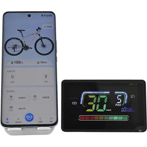 Compteur de vitesse Bluetooth pour vélo électrique H6C-2 avec écran LCD, connecteur SM5+2 broches (1/5)