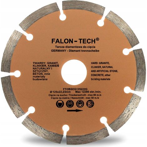 FALON-TECH 125x22,2mm segmentierte Diamanttrennscheibe für Beton und Ziegel