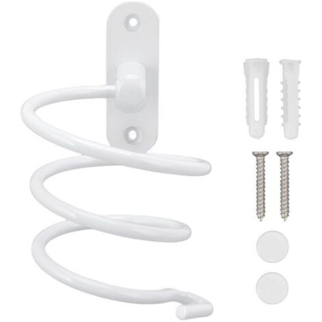 VURAHOME - Support mural multifonctionnel pour sèche-cheveux en spirale, support pour sèche-cheveux de salle de bain, convient à la plupart des sèche-cheveux..