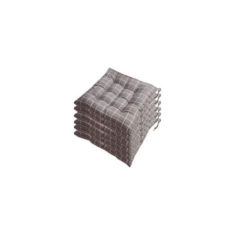 Lot de 6 galettes de chaise 40x40 cm – Remplissage polyester 100% – Couverture 50% polyester, 50% coton – Lavable à 30°C (1/2)