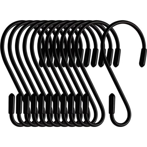 Set mit 12 S-Haken – Schwarz – 8 cm – S-förmig – Maximale Traglast: 5 kg (1/4)