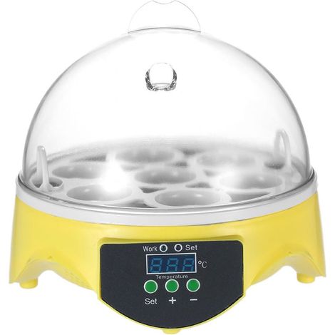VURAHOME -7 Oeufs Mini Incubateur d'Oeufs Numérique Hatcher Oeufs Transparents Machine à Couver Contrôle Automatique de la Température pour Poulet Canard Oeufs d'Oiseau AC220V