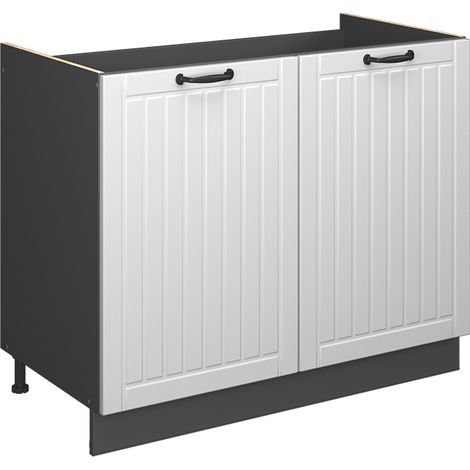 Spülenunterschrank Fame-Line, Weiß Landhaus/Anthrazit, 100 cm ohne Arbeitsplatte, Vicco (1/5)