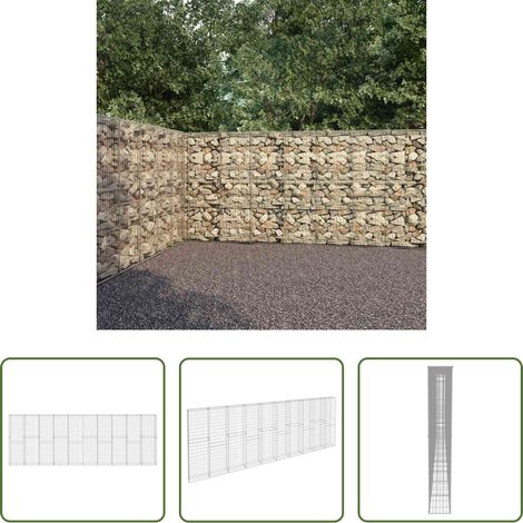 Steinkorb - Gabionenwand mit Abdeckung Verzinkter Stahl 600×30×200 cm (1/5)