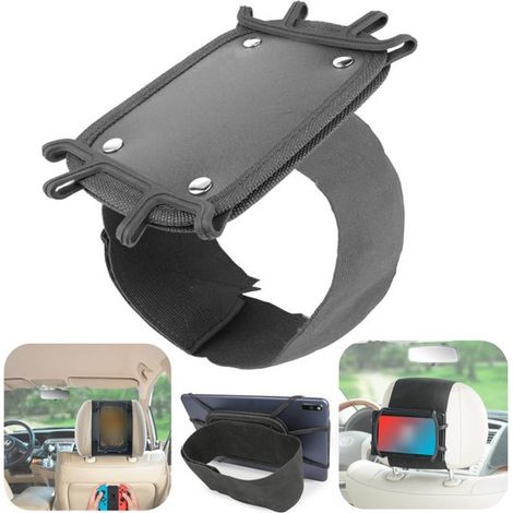 Support de voiture Support pour tablette Fixation pour appui tête de siège arrière (18 x 12,5 cm Noir) (1/5)