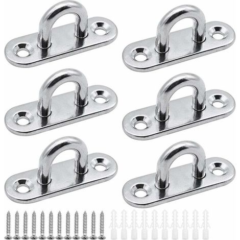6 pièces plaques à œillets Plaque de Couverture en Acier Inoxydable Plaque de mât de 5mm Crochets de Fixation Robustes pour Crochets muraux chaises suspendues auvent Accessoires de Bateau etc