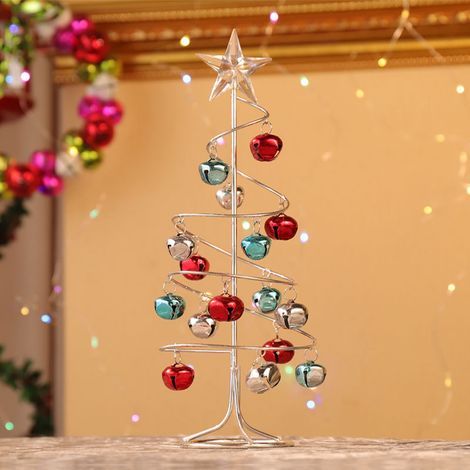 Sapin de Noël en métal doré avec spirale de gemmes - Décor de table festif pour maison, arbre décoratif en fer, pièce unique (1/4)