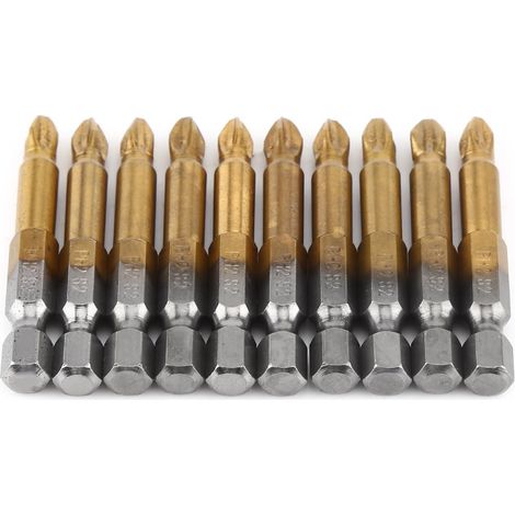 Set mit 10 PH2-Schraubendreherbits – 50 mm – 1/4″ – magnetisch – rutschfest – Kreuzschlitz – Sechskantschaft
