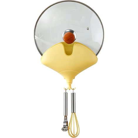 Topfdeckel-Organizer Wandmontierter Kochgeschirr-Top-Rack mit Haken Pfannenabdeckungshalter mit herausnehmbarer Tropfschale für Schrank, Wohnung, Vorbereitung, , Küche, Zuhause (1/5)