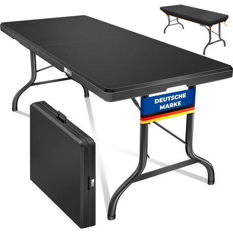 Kesser – Table pliante 183x76 cm – Plastique PEHD – Structure métal – Pliable avec poignée – Pour événements intérieurs et extérieurs (1/5)