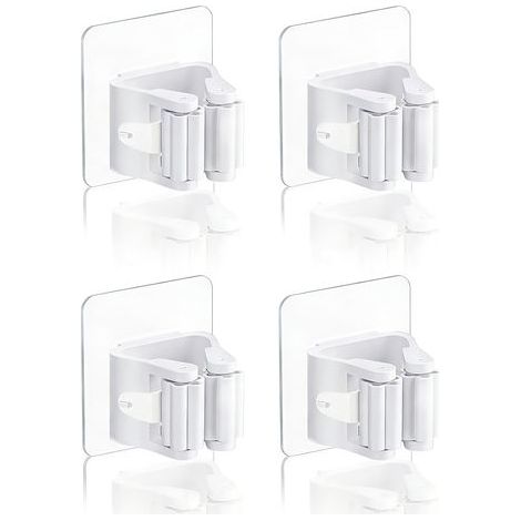 4 Pièces Porte Balais Mural, Accroche Balai Mural, Range balai mural, Porte Balais Mural Sans Percage, Convient pour Cuisine, Salle de Bain, Jardin, Garage (1/5)