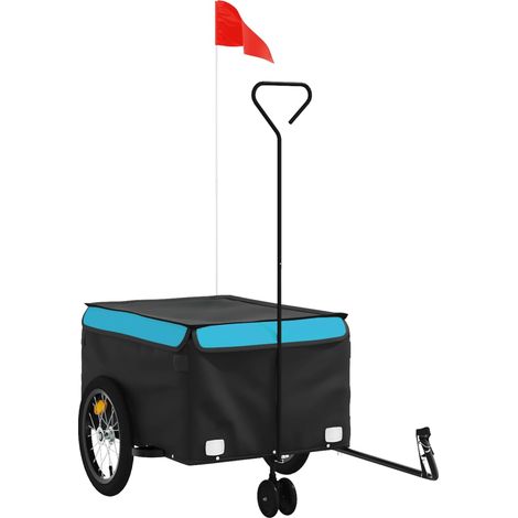 Remorque de vélo noir et bleu 45 kg fer (1/5)