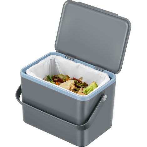 Eko Pattumiera per rifiuti alimentari, cestino per rifiuti alimentari da cucina, cestino per compost con coperchio, grigio, 4 litri (1/4)