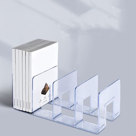 Porte-livres en acrylique coloré, 4 étagères, design épuré pour bureau, école ou bibliothèque (1/5)