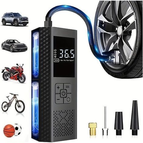 Compresseur Air Portable Sans Fil 150PSI LED Manomètre - Gonflage 3X Plus Rapide USB Rechargeable - Idéal pour Conducteurs & Cyclistes (1/4)