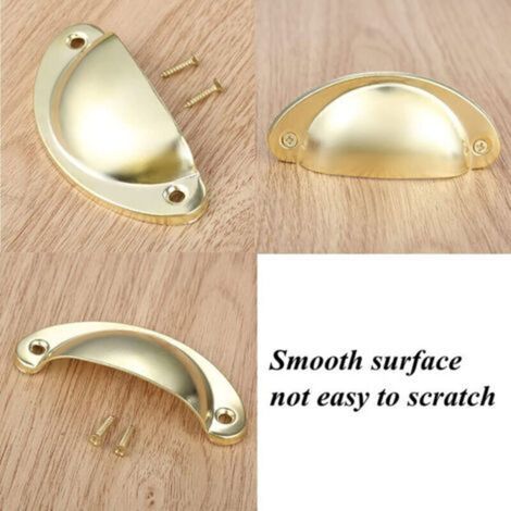 12 PCS Poignée Doré de Porte Coquille Rétro 82mm Poignée pour Meuble Tiroir Vintage avec Vis