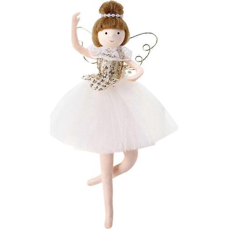 Pendentif poupée de Noël à suspendre, ornement de collection mignon pour sapin de Noël, pendentif ange ballerine pour fenêtre ou cheminée-Golden (1/5)