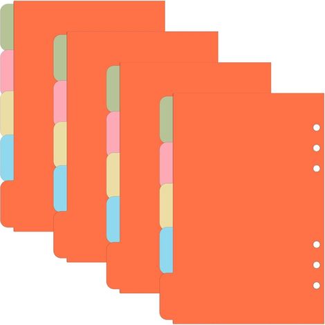 intercalaires pour classeur à anneaux A5 - Intercalaires papier - Adaptés aux classeurs à anneaux A5 à 6 trous - Étiquettes verticales - Conviennent pour les cahiers, agendas, planificateurs et pour u (1/5)