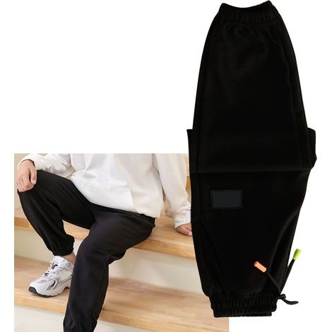 Pantalon de sport noir élégant, polyvalent et confortable pour enfants – idéal pour le printemps et l'automne (100 cm) (1/5)