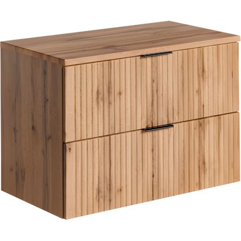 Badezimmer-Set NOXERA 80 cm – Wotan Eiche – Unterschrank mit Waschtischplatte