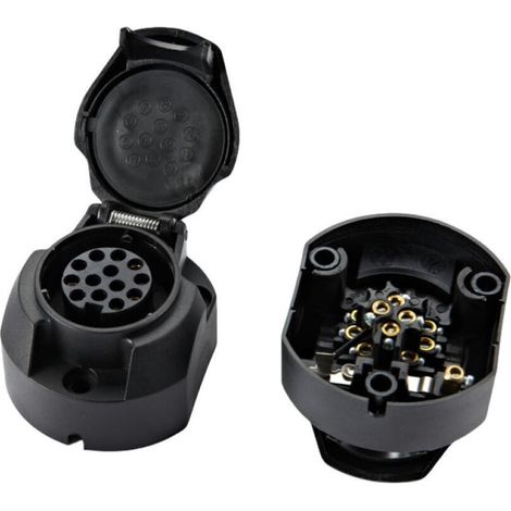 Prise Remorque 13 Broches avec Joint en Caoutchouc, 12V Étanche Connecteur Prise Remorque Femelle, pour Caravane Voiture Bateau (1/4)