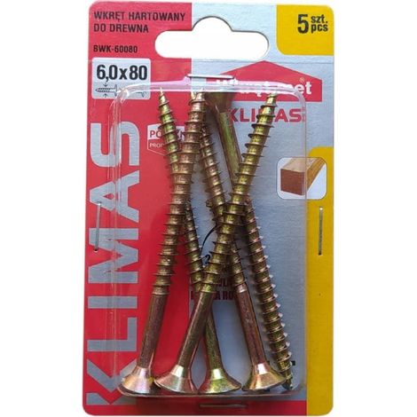 Viti per legno temprate 6x80mm 5pz PZ3 oro