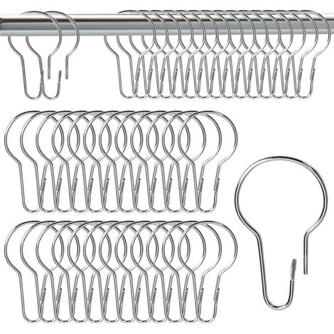 Lot de 42 Anneaux de Rideau de Douche, Anneaux de Crochet, Crochet Rideau Antirouille Coulissant pour Salle de Bain,Chambre à Coucher (1/4)